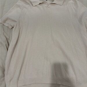 Alfani Cream Knit Polo Shirt